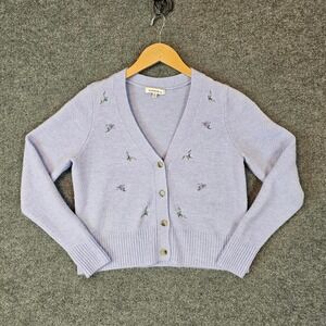 "Hooked 🖤 Up" By IOT.  Pastel purple floral cardigan with embroidered flowers‎